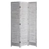 Homezia Distressed White Wood Shutter Three Panel Room Divider Screen