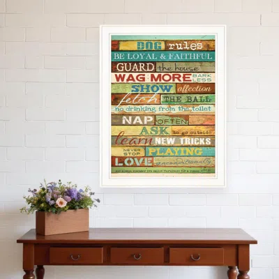 Homezia Dog Rules 5 White Framed Print Wall Art In Multi
