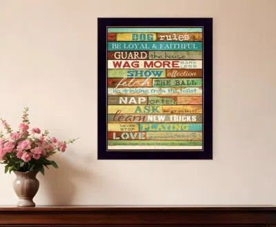 Homezia Dog Rules 8 Black Framed Print Wall Art In Multi