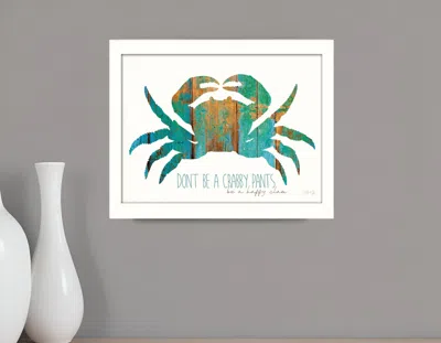 Homezia Dont Be A Crabby Pants White Framed Print Wall Art In Multi