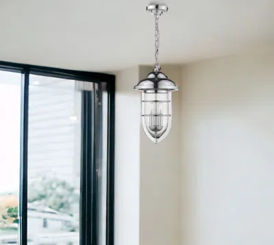 Homezia Dylan 3-light Chrome Hanging Lantern In Gray