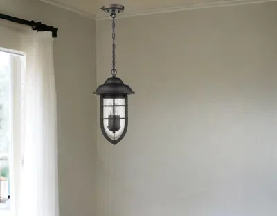 Homezia Dylan 3-light Oil-rubbed Bronze Hanging Lantern In Blue