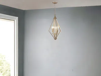 Homezia Easton 4-light Washed Gold Pendant With Crystal Bobeches In Blue