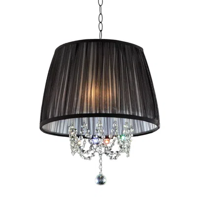 Homezia Elegant Ceiling Lamp With Crystal Accents In Black