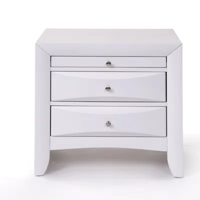 Homezia Elegant White 3 Drawer Nightstand