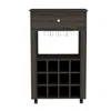 Homezia Espresso Rolling Bar Cart With Wine Storage