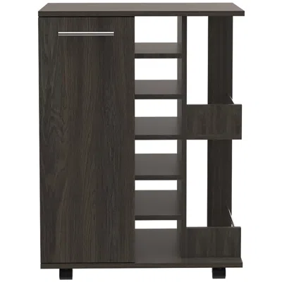 Homezia Espresso Rolling Bar Cart With Wine Storage