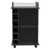 Homezia Espresso Rolling Bar Cart With Wine Storage