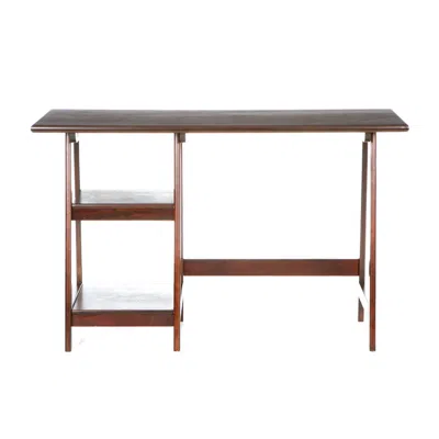 Homezia Espresso Sawhorse Desk In Black