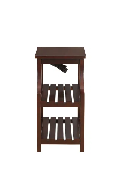 Homezia Espresso Wooden Usb Port Storage End Table In Brown