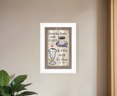 Homezia Everyday Starts With Coffee 1 White Framed Print Wall Art