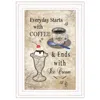 Homezia Everyday Starts With Coffee 3 White Framed Print Kitchen Wall Art