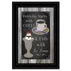 Homezia Everyday Starts With Coffee Chalkboard Framed 2 Black Framed Print Kitchen Wall Art