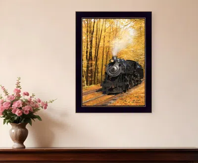 Homezia Fall Locomotive Black Framed Print Wall Art In Multi