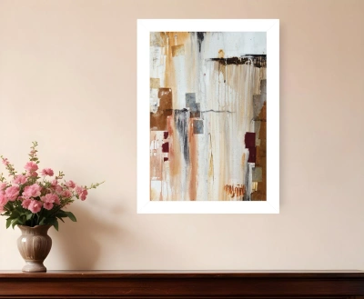 Homezia Falling Blocks 1 White Framed Print Wall Art