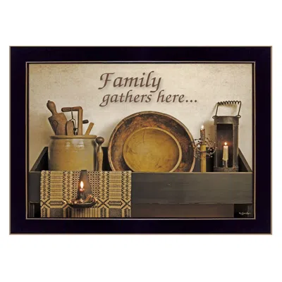 Homezia Family Gather Here 1 Black Framed Print Kitchen Wall Art In Multi