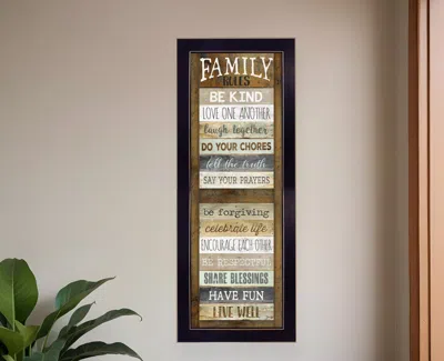 Homezia Family Rules Shutter 1 Black Framed Print Wall Art In Multi