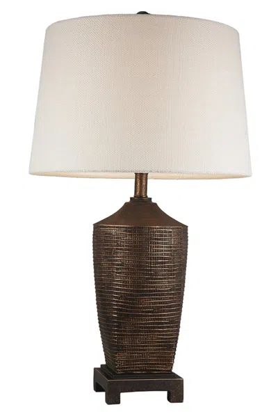 Homezia Fantastic Rustic Ribbed Bronze Table Lamp In Gold