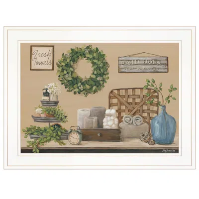Homezia Farmhouse Bath I 2 White Framed Print Bathroom Wall Art