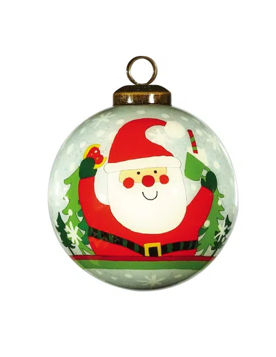 Homezia Festive Glitter Santa Hand Painted Mouth Blown Glass Ornament In Black