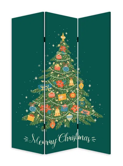 Homezia Festive Merry Christmas Three Panel Room Divider Screen