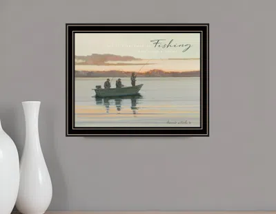 Homezia Fishing 1 Black Framed Print Wall Art