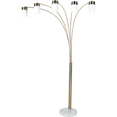 Homezia Five Light Gold Metal Floor Lamp In Metallic