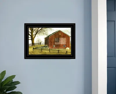 Homezia Flag Barn 3 Black Framed Print Wall Art