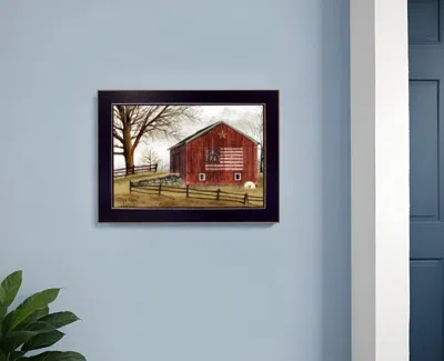 Homezia Flag Barn Black Picture Frame Print Wall Art In Gray