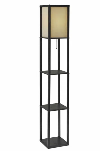 Homezia Floor Lamp With Black Wood Finish Storage Shelves