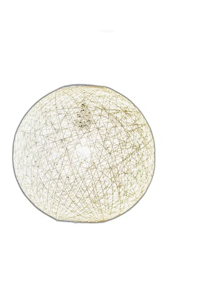 Homezia Floor Lamp With Bronze Metal Arc And Groovy Rattan String Ball Shade In Neutral