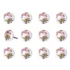 Homezia Floral White And Pink Set Of 12 Knobs In Multi