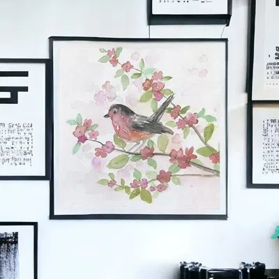 Homezia Flower And Bird Unframed Print Wall Art