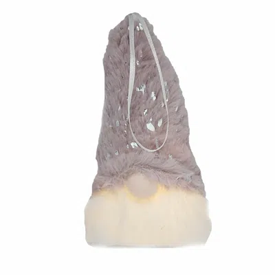 Homezia Fluffy Pink And Silver Hanging Light Up Gnome In Multi