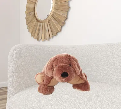 Homezia Foldable Plush Brown Dog Pillow