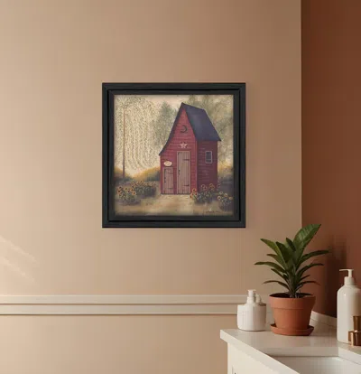 Homezia Folk Art Outhouse Black Framed Print Wall Art