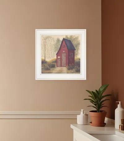Homezia Folk Art Outhouse Ii 1 White Framed Print Bathroom Wall Art In Multi