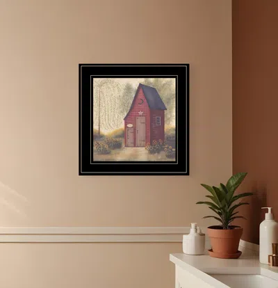 Homezia Folk Art Outhouse Ii 2 Black Framed Print Bathroom Wall Art In Multi