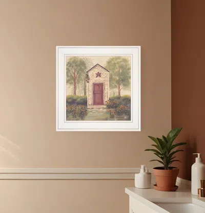 Homezia Folk Art Outhouse Iii 1 White Framed Print Wall Art In Multi
