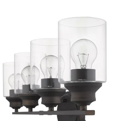Homezia Four Light Bronze Wall Light With Clear Glass Shade In Blue