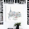 Homezia French Caf With Red And Blue Accents Unframed Print Wall Art