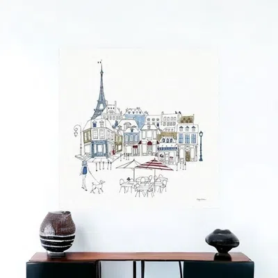 Homezia French Caf With Red And Blue Accents Unframed Print Wall Art