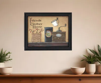 Homezia Friends Gather Here Black Framed Print Wall Art In Multi