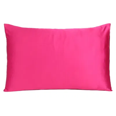 Homezia Fuchsia Dreamy Set Of 2 Silky Satin King Pillowcases