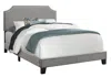 Homezia Full Size Grey Linen With Chrome Trim And Solid Wood Black Feet Bed