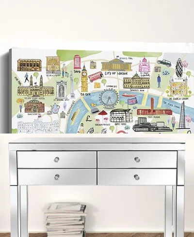 Homezia Fun Illustrated London Map Unframed Print Wall Art In Burgundy
