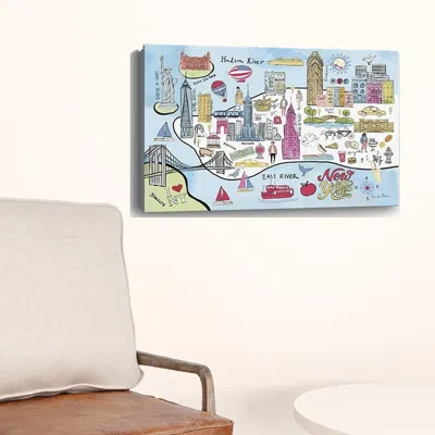 HOMEZIA FUN ILLUSTRATED NYC MAP UNFRAMED PRINT WALL ART