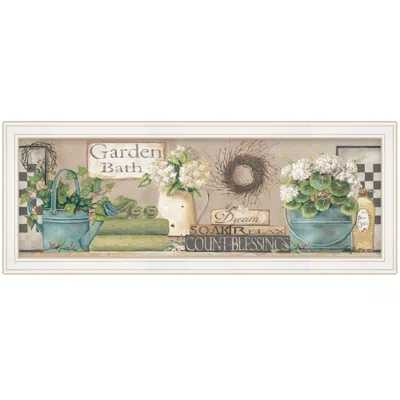 Homezia Garden Bath 1 White Framed Print Bathroom Wall Art In Multi