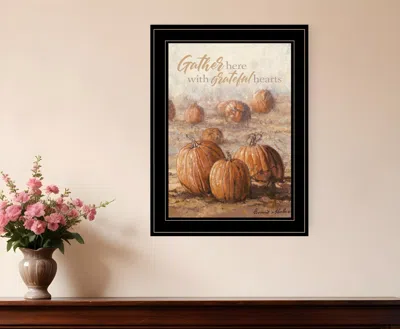 Homezia Gather Here With Grateful Hearts 2 Black Framed Print Wall Art In Brown