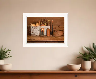 Homezia Gathering The Harvest 2 White Framed Print Kitchen Wall Art In Brown